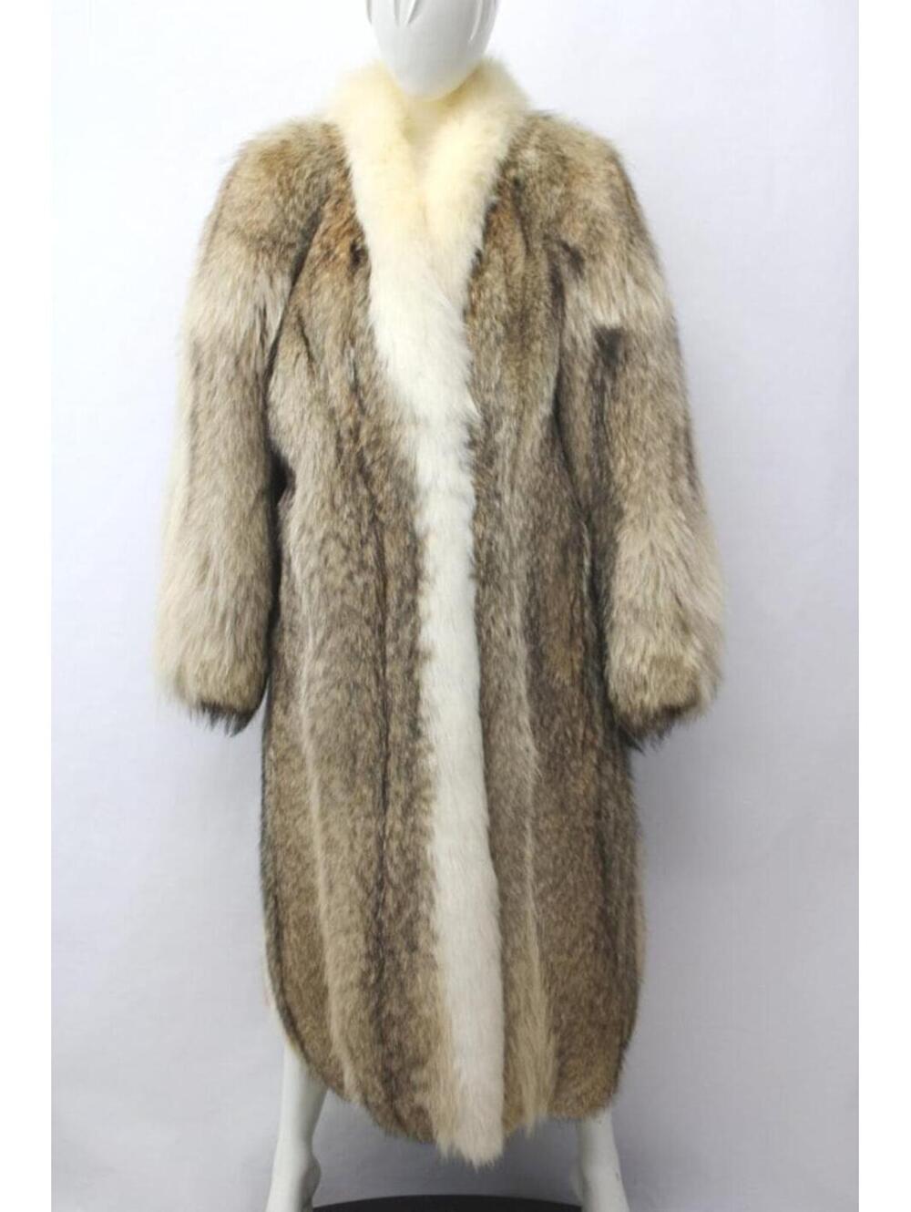 Excellent Coyote & Fox Fur Coat Jacket Women Woman Size 6-8 S-M